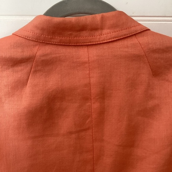 J.Crew Women's Orange Schoolboy Front Two Button size 6 100% Linen - Picture 7 of 12